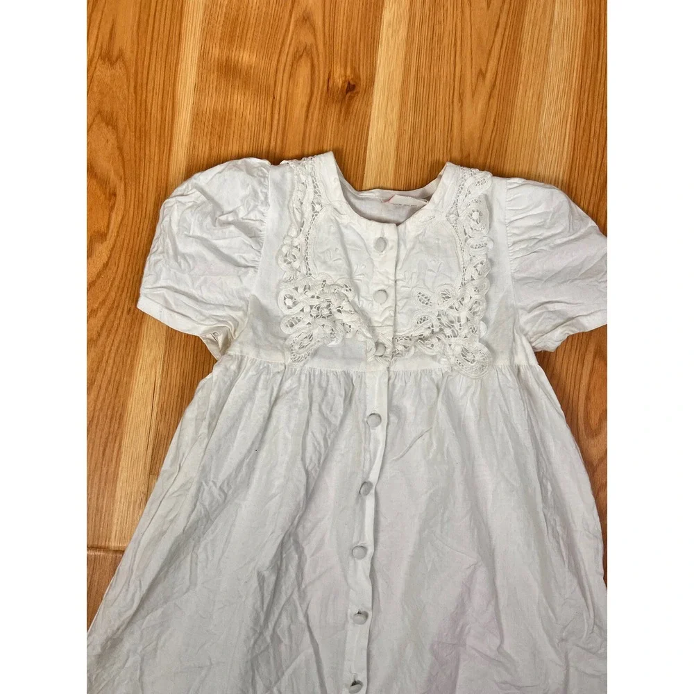 Vintage Allison Rose Girls Dress Size 4‎ White Embroidered Collar